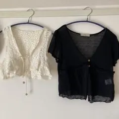 レースベスト＆シアー半袖トップス 2点セットのサムネイル