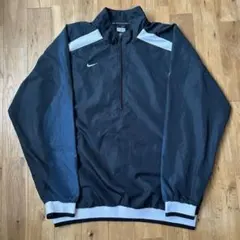 【00s】NIKE ハーフジップナイロンジャケット　刺繍ロゴ　XL スウッシュ