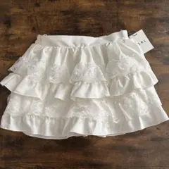 【GRL】 インパン裏地付きレースフリルティアードミニスカート M ホワイト 白