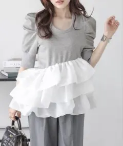 す*ぬ様 バルーンフリルドッキングトップスのサムネイル