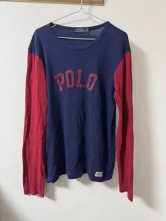 POLO 長袖カットソー ネイビー/レッド