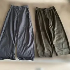 ダークグレースラックスカーブパンツ、カーキカーブパンツセット