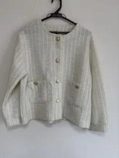 ノーカラージャケット ホワイト系