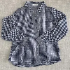 ブルー　青　ギンガムチェック レディース　シャツ　F size 中古品