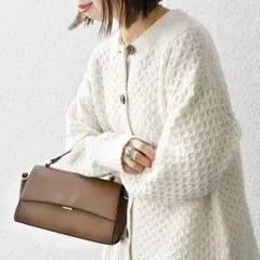 ■美品■SHIPS any：ハニカム ローゲージニットカーディガン