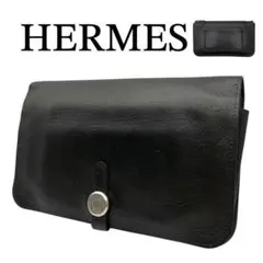 ☆エルメス☆ HERMES 長財布 札入れ ドゴンMM ブラック 黒 トゴ □A 