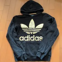 adidas ゴールドロゴ フード付きパーカー XS