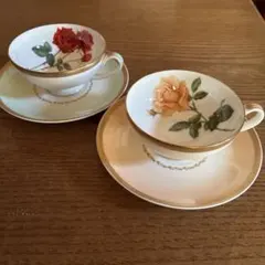 カップ&ソーサー2客セット　ナルミボーンチャイナ