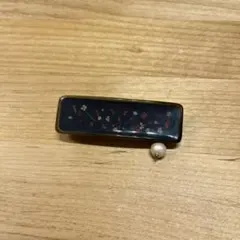 花柄ダークブルーヘアクリップ パール付き