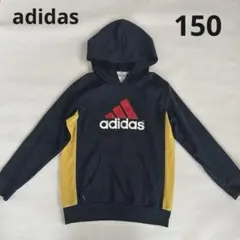 アディダス　ジュニア　フード付き　長袖トップス　150 紺　ロゴ　薄手　スポーツ
