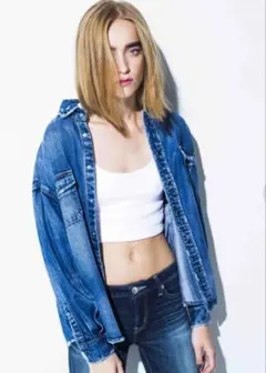 GYDA ジェイダ Vネックルーズデニムシャツ ダンガリーシャツのサムネイル