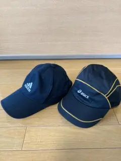 ASICS、adidas キャップ ブラック　2個セット