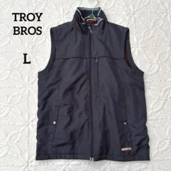 トロイブロス　ナイロンベスト　裏フリース　ネイビー　L ハイネック　暖か