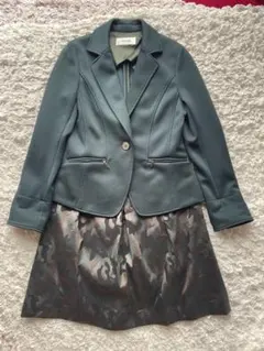 【PINORE】ダークグリーン ジャケット スカート セット38