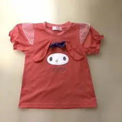 マイメロディ　袖絞りチュール　半袖Tシャツ　コーラルピンク　100のサムネイル