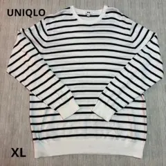 ユニクロ ウォッシャブルストレッチミラノリブクルーネックセーター ボーダー XL