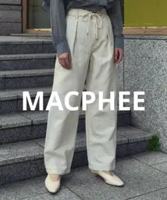 【MACPHEE】コットンリネンデニム ワンタックストレートパンツのサムネイル