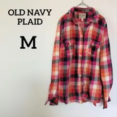 OLD NAVY 【M】 長袖シャツ チェックシャツ ネルシャツ 赤 ピンク