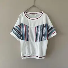 シャイシャンシュー［M］新品◎大人ナチュラル◎エスニック柄クルーネックブラウスのサムネイル
