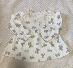 ベビー　キッズ　チュニック　長袖　90 白　動物　女の子　バースデイ