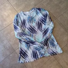 海外ソフィベラ　メッシュ素材 抽象模様 長袖TシャツSサイズ