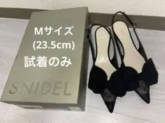 SNIDEL ドットメッシュリボンモチーフサンダル ブラック