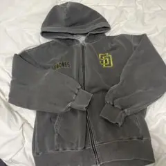 MONOーMART MLB/別注ワッペン刺繍裏起毛ダブルジップパーカー L