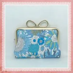 ハンドメイド　親子がま口財布　リバティ　　スモールスザンナ　ブルー