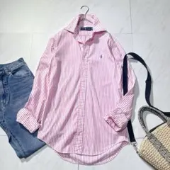 【人気】ポロラルフローレン ポニー刺繍 ストレッチ シャツ ブラウス ピンク M POLO RALPH LAUREN - 【人気】ポロラルフローレン ポニー刺繍