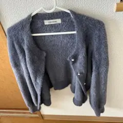 COCO DEAL ブルーグレー フェザー　ショート　カーディガン 長袖