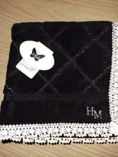 【タグ付き新品未使用】HM　モリハナエ　 黒 タオルハンカチ