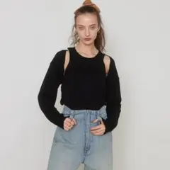 Sea Room lynn COMBI DESIGN カシミヤMIXトップス