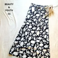 BEAUTY & YOUTH フラワープリント ボタニカル ロングスカート S