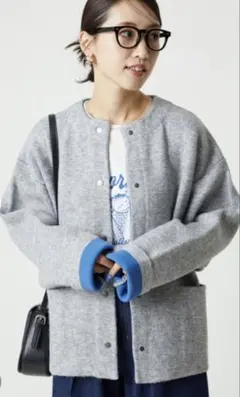 FREAK'S STORE 裏配色 スナップ ニット カーディガン