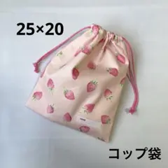 30×25cm＜白地×いちご＞給食袋 体操服袋 着替え袋 巾着袋 男の子