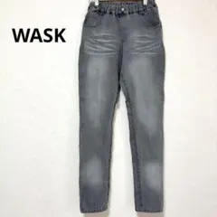 ワスク キッズ グレー ロゴ デニムパンツ ウエストゴム 150のサムネイル