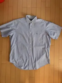 Ralph Lauren 水色ギンガムチェック ボタンダウン半袖シャツL