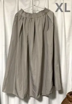 GUグレーベージュフレアロングスカート ウエストゴムXL未着用品