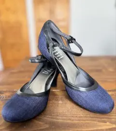 超美品♪fitfit フィットフィット ストラップ パンプス ネイビー 24cm