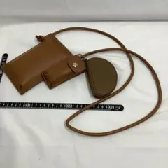 ブラウン 3pスマホショルダーバッグ 小物ポーチ付き
