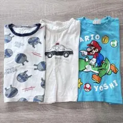 100cm Tシャツ 3枚 まとめ売り スーパーマリオ だだんだん パトカー