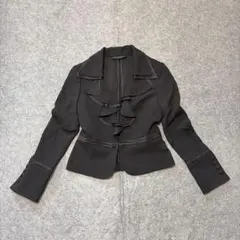 美品✨フリル ジャケット ショート丈 礼服 卒業式 ブラック フォーマル スーツ