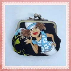 ハンドメイド　がま口ミニポーチ　ロラライハリス　カウガール