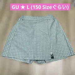 GU チェック柄 スカパン グリーン L 150 女の子 キッズ ジーユー