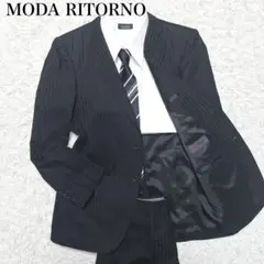 洋服の青山MODA RITORNO スーツ ブラック ストライプ A5 美品のサムネイル