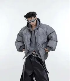 アノラックパーカー ダウンジャケット フード付き 黒 ブラック 