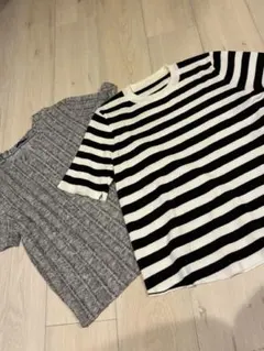 ZARA サマーニット 2枚セット売り まとめ売り グレー ボーダー