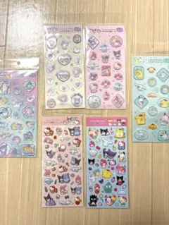 【正規品】　すりガラス風シール　ラメ入り樹脂もりシール　サンリオ　6枚　セット