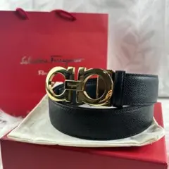 フェラガモ ベルト レザー ゴールド金具 ガンチーニ ヴィンテージ 黒 赤 フェラガモ ベルト レザー ゴールド金具 ガンチーニ