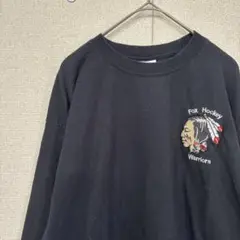 ギルダン　長袖tシャツ　ロンT ワンポイント　刺繍　アメリカ古着　L 2577
